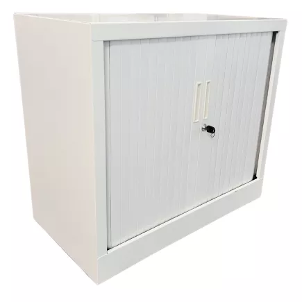 ARIV│AMOIRE basse à rideau L 80 p 43 x H 71 cm│Unicolore Blanc