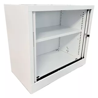 ARIV│AMOIRE basse à rideau L 80 p 43 x H 71 cm│Unicolore Blanc