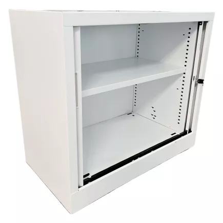ARIV│AMOIRE basse à rideau L 80 p 43 x H 71 cm│Unicolore Blanc