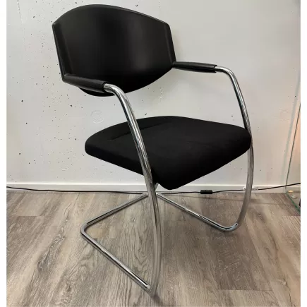 GIROFLEX 16│Siège accueil tissu et ABS Modèle 16-6003│Noir/Chromé