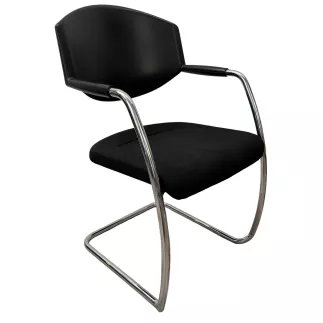 GIROFLEX 16│Siège accueil tissu et ABS Modèle 16-6003│Noir/Chromé