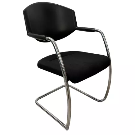 GIROFLEX 16│Siège accueil tissu et ABS Modèle 16-6003│Noir/Chromé