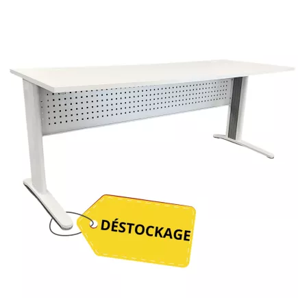STAR│Bureau droit 180x70 - pied fixe│Blanc / Blanc