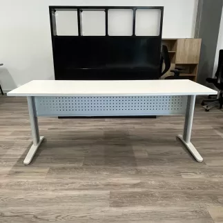 STAR│Bureau droit 180x70 - pied fixe│Blanc / Blanc