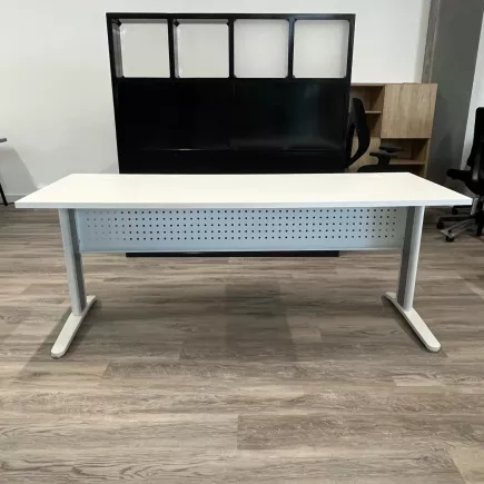 STAR│Bureau droit 180x70 - pied fixe│Blanc / Blanc
