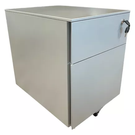 SIXTYFOUR│Caisson sous bureau 2 tiroirs - 64│Profondeur 60 cm│Gris alu