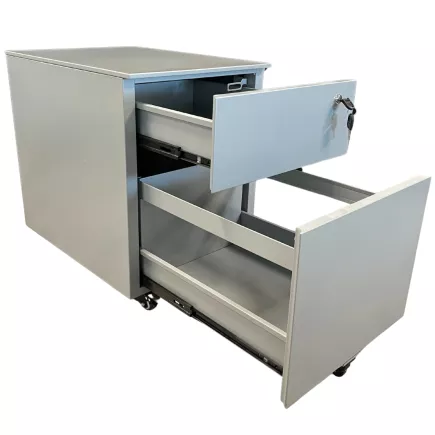 SIXTYFOUR│Caisson sous bureau 2 tiroirs - 64│Profondeur 60 cm│Gris alu