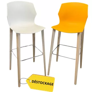 MY FRILL│Lot de 2 Tabourets 4 pieds chêne│Blanc et Orange Mandarin