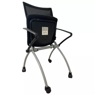 VIENA │Chaise de réunion pliantes avec accoudoirs - sur roulettes│Noir/Gris aluminium