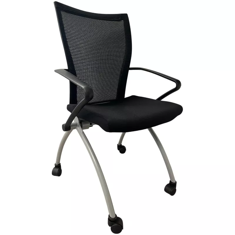VIENA │Chaise de réunion pliantes avec accoudoirs - sur roulettes│Noir/Gris aluminium VIENA │Chaise de réunion pliantes avec accoudoirs - sur roulettes│Noir/Gris aluminium