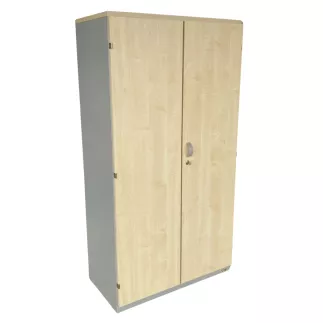LO LISTA│Armoire portes battantes│L 80 x H 150 cm│Erable blanc/Gris alu