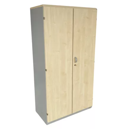 LO LISTA│Armoire portes battantes│L 80 x H 150 cm│Erable blanc/Gris alu