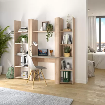 STRAW│Ensemble Bibliothèques + bureau│180x32/52xh175 cm
