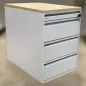 LO LISTA│Caisson sous bureau 9666 - 4 Tiroirs │Profondeur 60 cm│Erable blanc/Gris alu