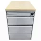 LO LISTA│Caisson sous bureau 9666 - 4 Tiroirs │Profondeur 60 cm│Erable blanc/Gris alu