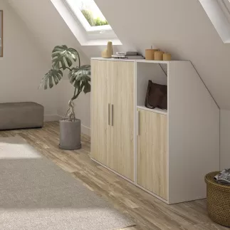 UNDER│Armoire sous-pente 1 porte│Chêne│50x48xh110/70 cm