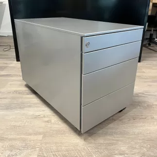 EOL│Caisson sous bureau 9866 - 4 Tiroirs │Profondeur 80 cm│Gris aluminium