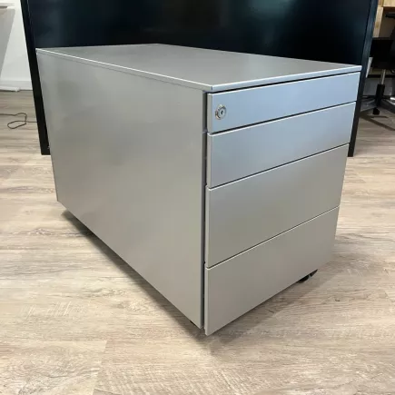 EOL│Caisson sous bureau 9866 - 4 Tiroirs │Profondeur 80 cm│Gris aluminium