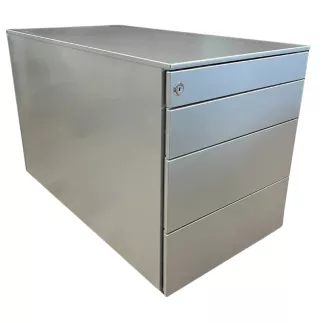 EOL│Caisson sous bureau 9866 - 4 Tiroirs │Profondeur 80 cm│Gris aluminium