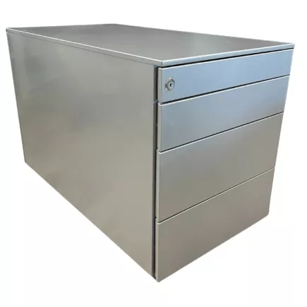 EOL│Caisson sous bureau 9866 - 4 Tiroirs │Profondeur 80 cm│Gris aluminium