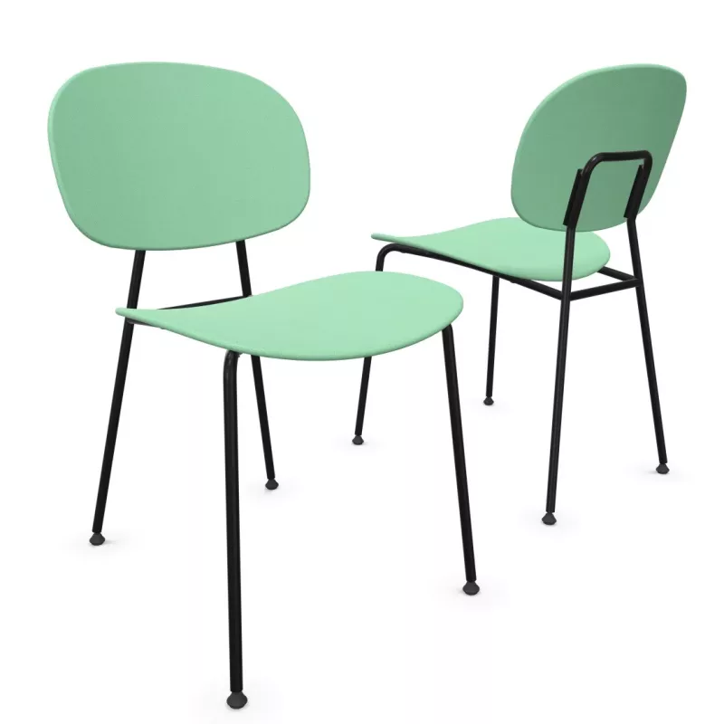 SOFIA│Lot de 2 Chaises 4 pieds esprit 50's│Tissu ou polypropylène SOFIA│Lot de 2 Chaises 4 pieds esprit 50's│Tissu ou polypropylène