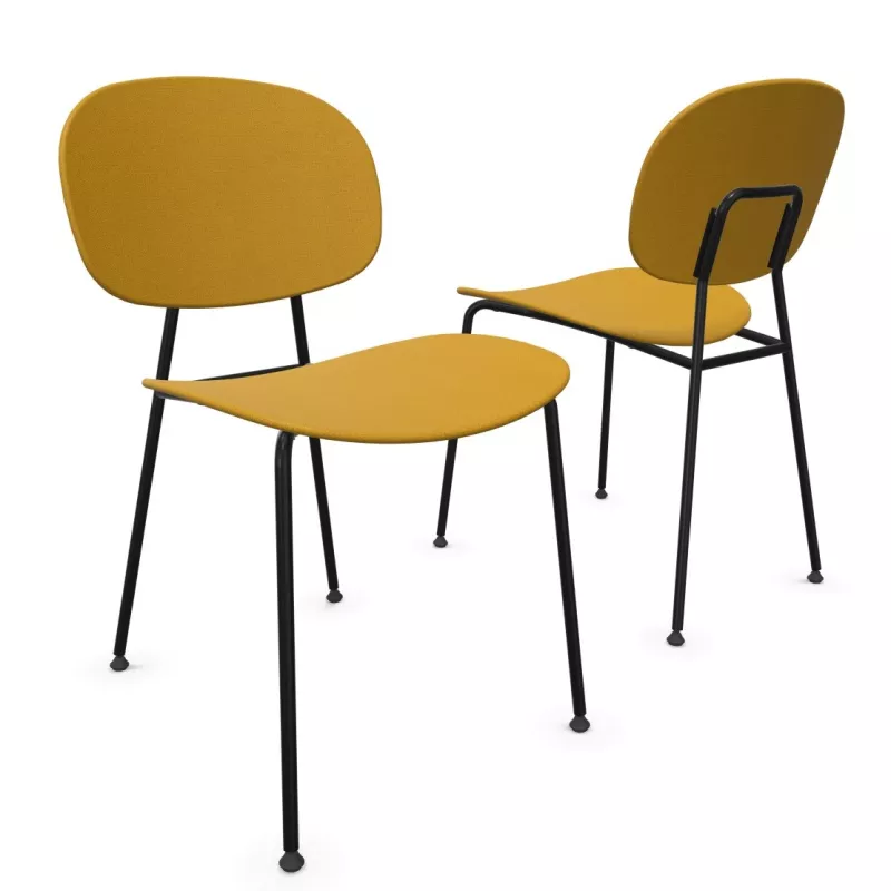 SOFIA│Lot de 2 Chaises 4 pieds esprit 50's│Tissu ou polypropylène