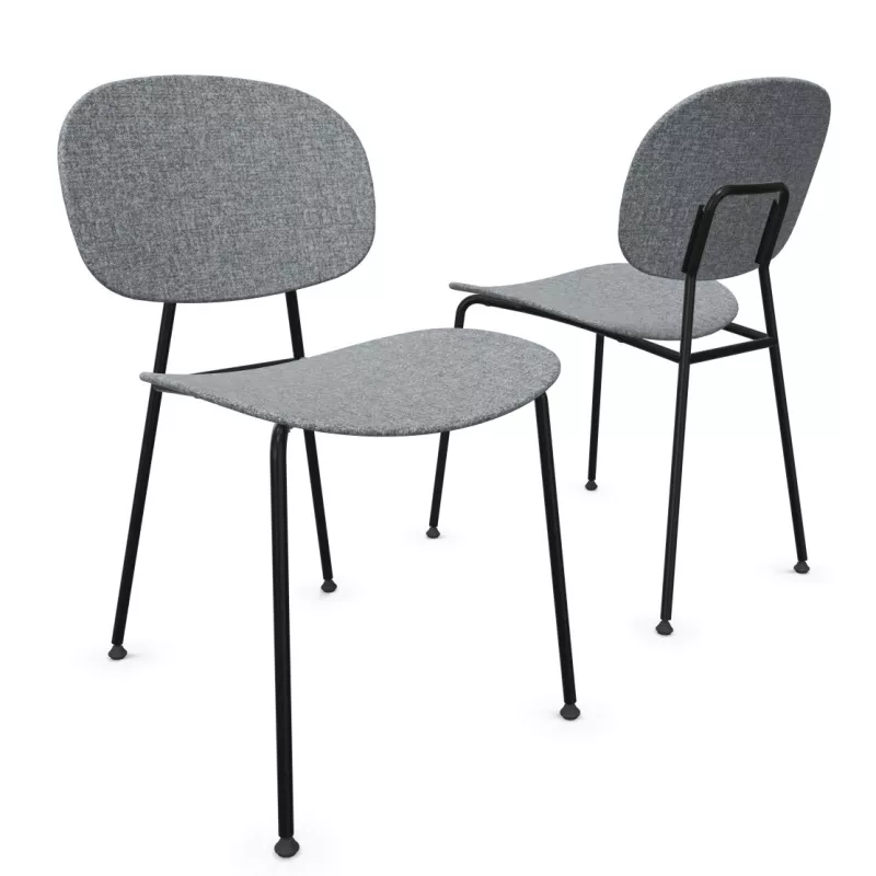 SOFIA│Lot de 2 Chaises 4 pieds esprit 50's│Tissu ou polypropylène