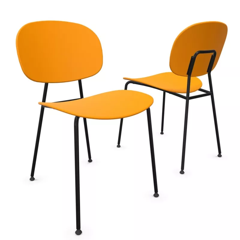 SOFIA│Lot de 2 Chaises 4 pieds esprit 50's│Tissu ou polypropylène SOFIA│Lot de 2 Chaises 4 pieds esprit 50's│Tissu ou polypropylène