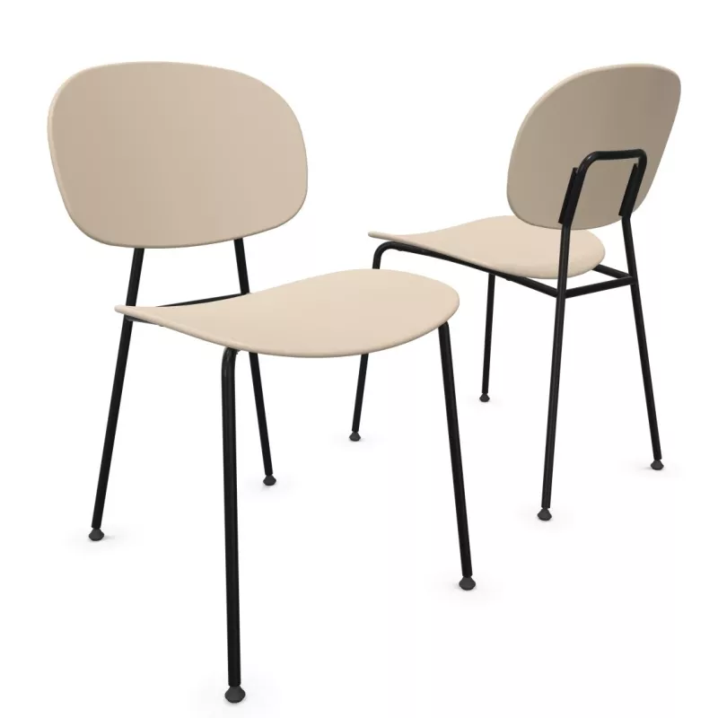 SOFIA│Lot de 2 Chaises 4 pieds esprit 50's│Tissu ou polypropylène