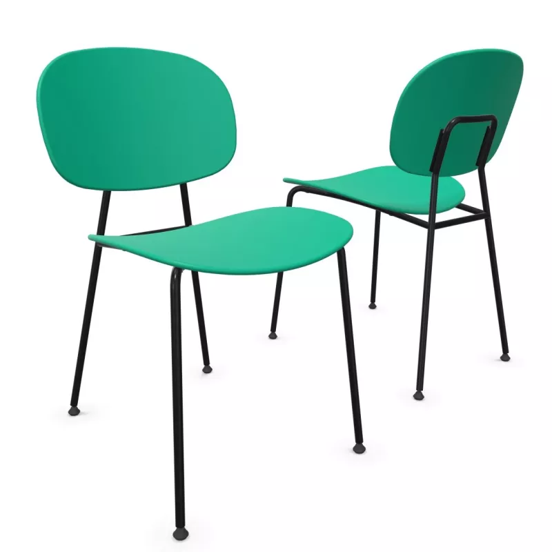 SOFIA│Lot de 2 Chaises 4 pieds esprit 50's│Tissu ou polypropylène SOFIA│Lot de 2 Chaises 4 pieds esprit 50's│Tissu ou polypropylène