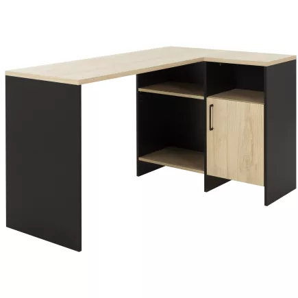 LIVERPOOL│Bureau étagères + porte│Noir│136x88xh76 cm