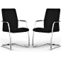 ISABEL│Lot de 2 Fauteuils visiteurs en cuir dossier haut structure chromée ISABEL│Lot de 2 Fauteuils visiteurs en cuir dossier haut structure chromée
