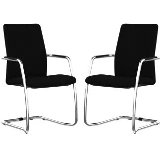 ISABEL│Lot de 2 Fauteuils visiteurs en tissu dossier haut structure grise