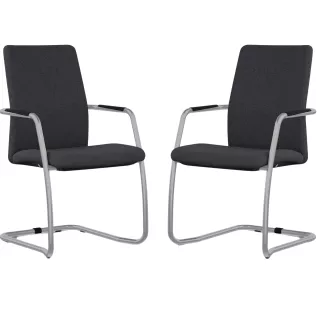 ISABEL│Lot de 2 Fauteuils visiteurs en tissu dossier haut structure grise