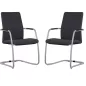 ISABEL│Lot de 2 Fauteuils visiteurs en tissu dossier haut structure grise ISABEL│Lot de 2 Fauteuils visiteurs en tissu dossier haut structure grise