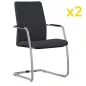 ISABEL│Lot de 2 Fauteuils visiteurs en tissu dossier haut structure grise ISABEL│Lot de 2 Fauteuils visiteurs en tissu dossier haut structure grise