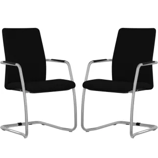 ISABEL│Lot de 2 Fauteuils visiteurs en tissu dossier haut structure grise