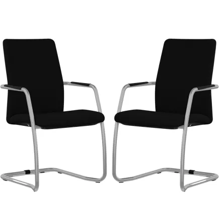 ISABEL│Lot de 2 Fauteuils visiteurs en tissu dossier haut structure grise