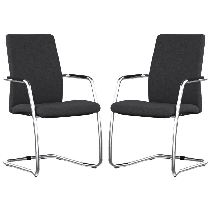 ISABEL│Lot de 2 Fauteuils visiteurs en tissu dossier haut structure grise ISABEL│Lot de 2 Fauteuils visiteurs en tissu dossier haut structure grise