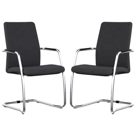 ISABEL│Lot de 2 Fauteuils visiteurs en tissu dossier haut structure grise