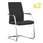 ISABEL│Lot de 2 Fauteuils visiteurs en tissu dossier haut structure grise ISABEL│Lot de 2 Fauteuils visiteurs en tissu dossier haut structure grise