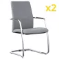 ISABEL│Lot de 2 Fauteuils visiteurs en tissu dossier haut structure grise ISABEL│Lot de 2 Fauteuils visiteurs en tissu dossier haut structure grise