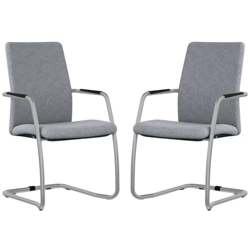 ISABEL│Lot de 2 Fauteuils visiteurs en tissu dossier haut structure grise ISABEL│Lot de 2 Fauteuils visiteurs en tissu dossier haut structure grise