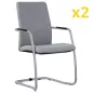 ISABEL│Lot de 2 Fauteuils visiteurs en tissu dossier haut structure grise ISABEL│Lot de 2 Fauteuils visiteurs en tissu dossier haut structure grise