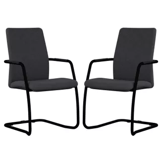 ISABEL│Lot de 2 Fauteuils visiteurs en tissu dossier haut structure noire