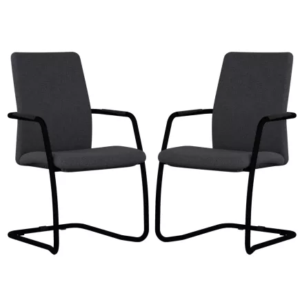 ISABEL│Lot de 2 Fauteuils visiteurs en tissu dossier haut structure noire
