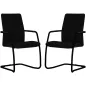 ISABEL│Lot de 2 Fauteuils visiteurs en tissu dossier haut structure noire ISABEL│Lot de 2 Fauteuils visiteurs en tissu dossier haut structure noire