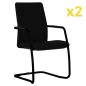 ISABEL│Lot de 2 Fauteuils visiteurs en tissu dossier haut structure noire ISABEL│Lot de 2 Fauteuils visiteurs en tissu dossier haut structure noire