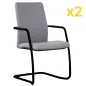 ISABEL│Lot de 2 Fauteuils visiteurs en tissu dossier haut structure noire ISABEL│Lot de 2 Fauteuils visiteurs en tissu dossier haut structure noire