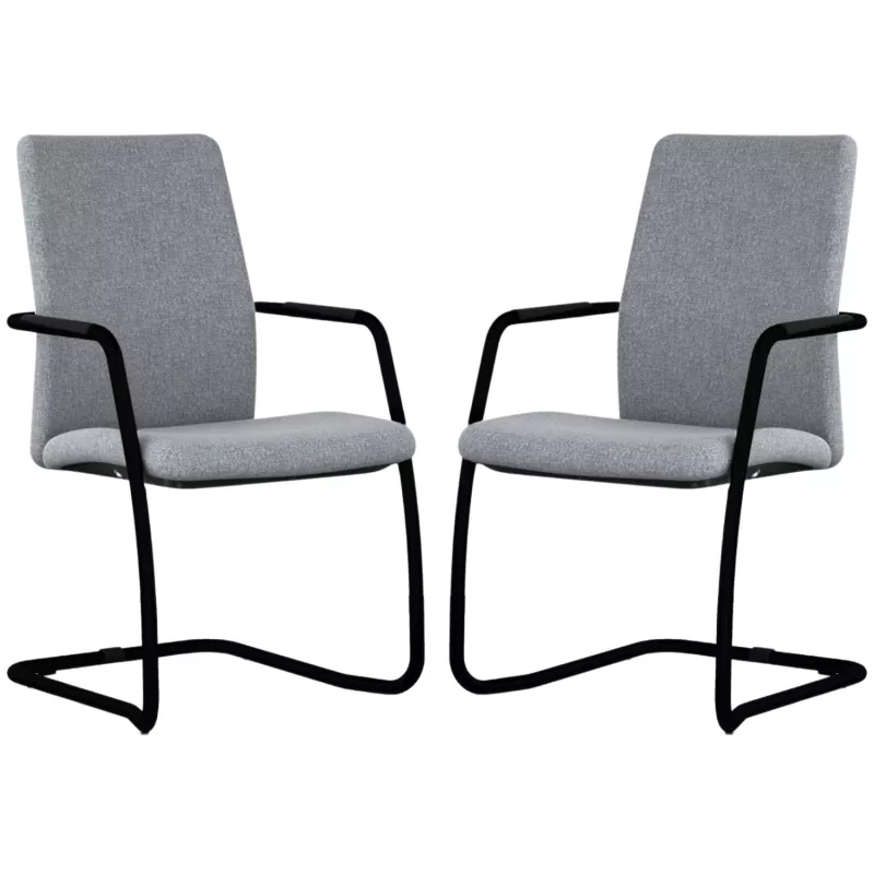 ISABEL│Lot de 2 Fauteuils visiteurs en tissu dossier haut structure noire ISABEL│Lot de 2 Fauteuils visiteurs en tissu dossier haut structure noire